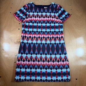J.Crew geometric print short-sleeve shift dress women size 2